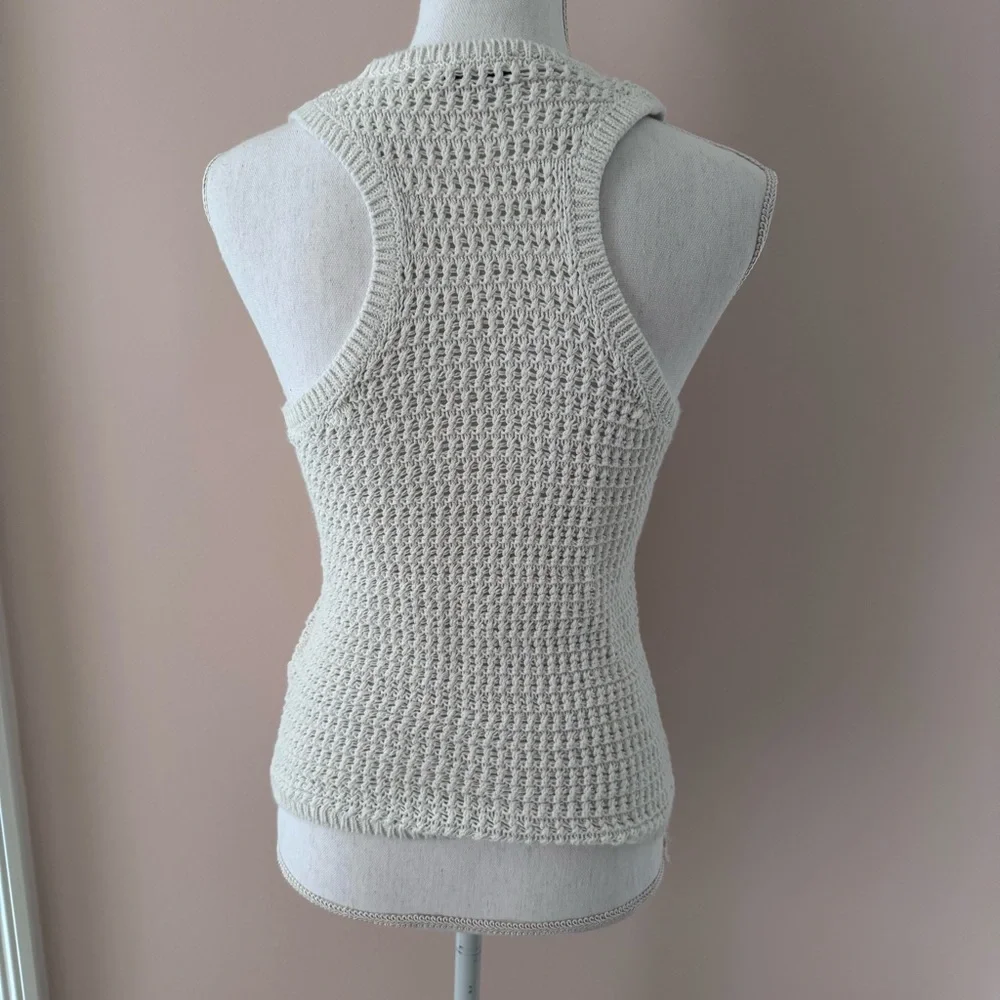Madewell Crochet-Knit Ivory Crewneck Sleeveless Sweater Tank - size Small - Picture 7 of 7